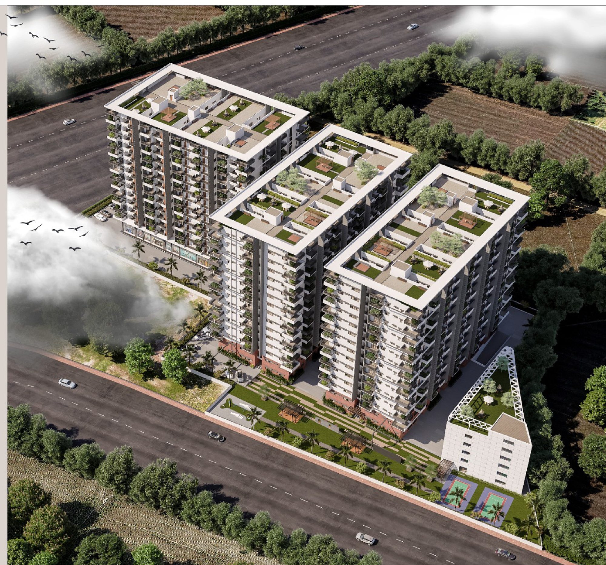 Aerial view of Anmol Avalon Towers